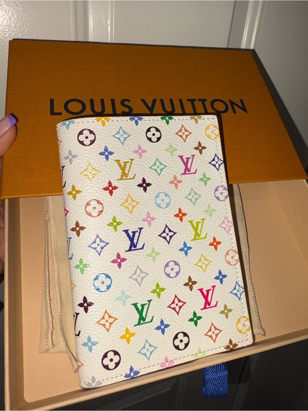 NEW Louis Vuitton Murakami White Multicolor Monogram Passport Cover full set COA